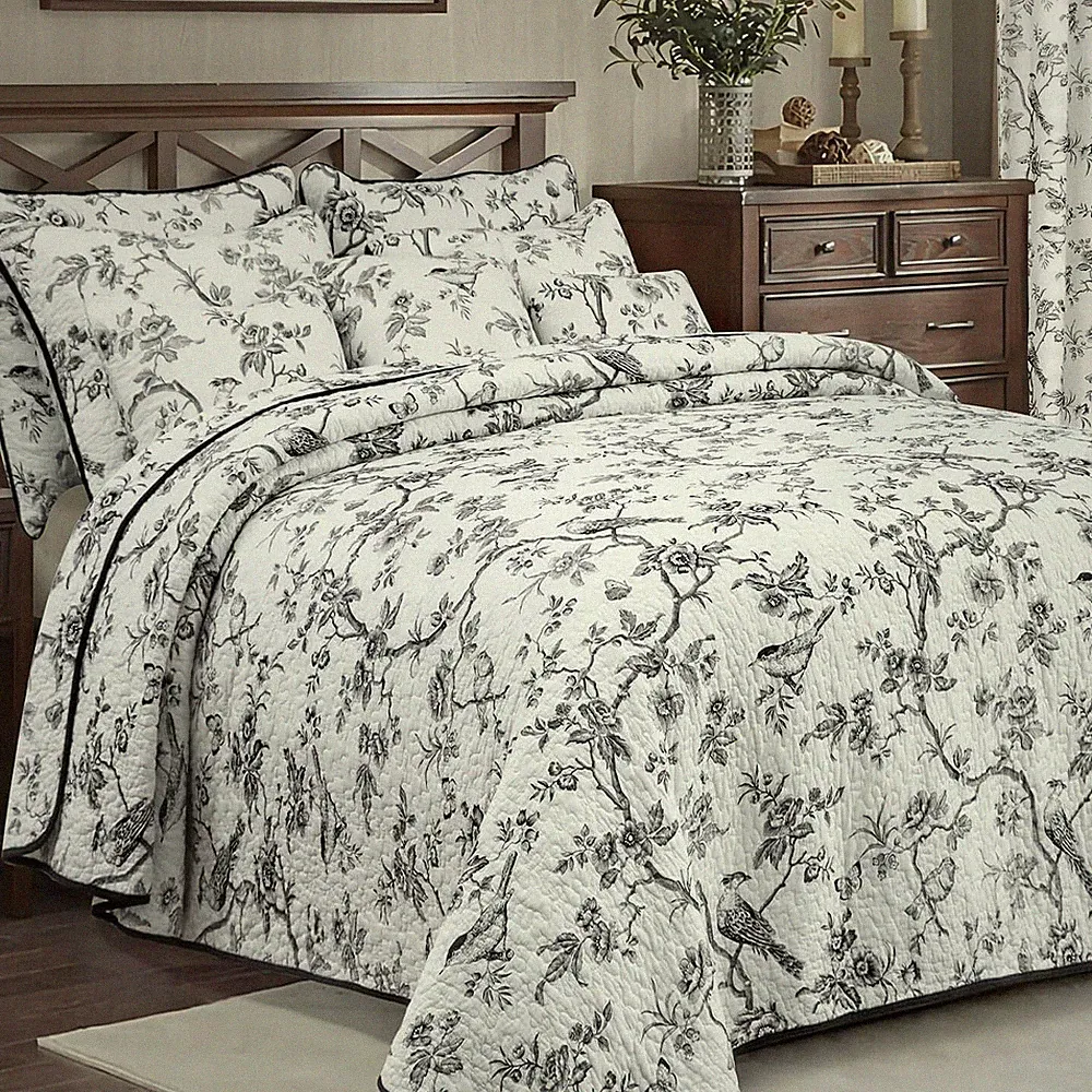 100% Cotton Queen Size Black Bird Bedding Set Printed Lightweight Duvet Cover
