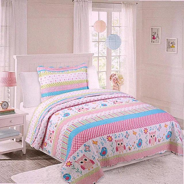 2/3pcs Kids Quilt Bedspread Comforter Set Throw Blanket for Quilt, A73 Bird