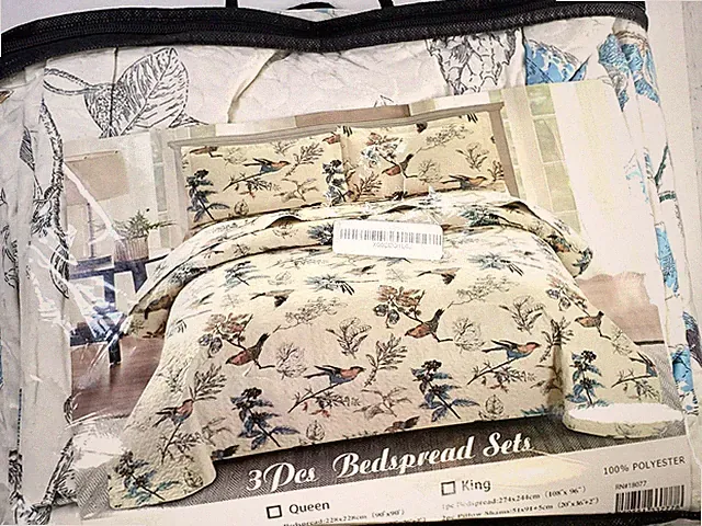 3 Piece - JESSY Bedspread Set Polyester TWIN Bird & Branches