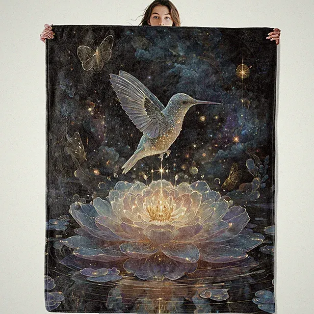 Bird Hummingbird Throw Blanket Soft Cozy Lightweight Flannel Blankets with Gl...