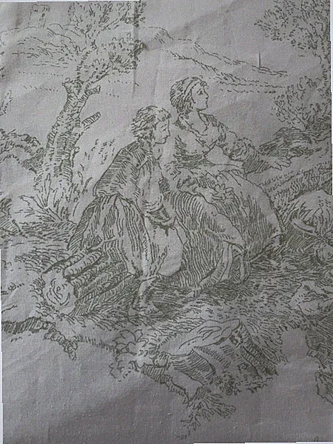 CABBAGES & ROSES Country Toile Sage Green/Birds 3-Pc Queen Duvet Set NEW *Read