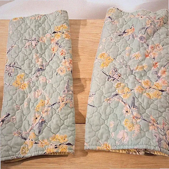 Greenland Home Fashions Quilted Standard Pillow Shams Teal Yellow Birds