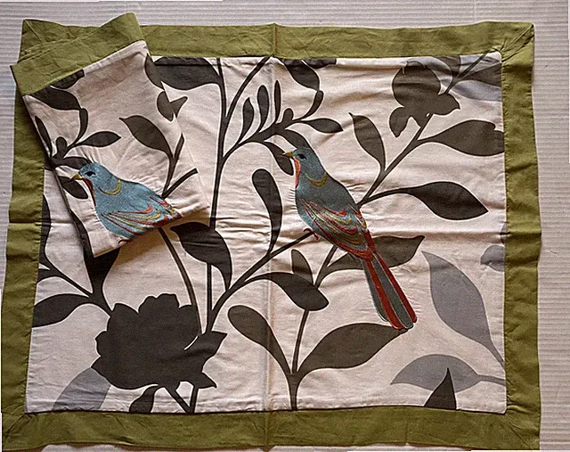 Hillcrest 2 Embroided Paradise Bird Standard Pillow Shams 28x22” Modern