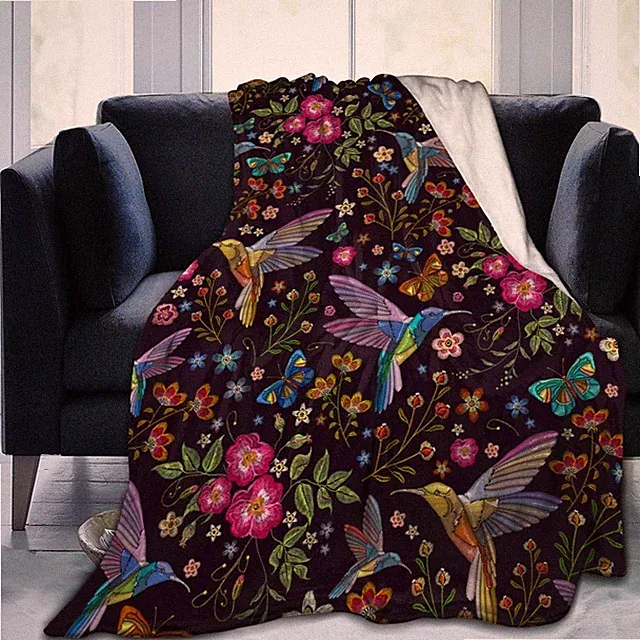 Hummingbird Gifts for Women Flower Throw Blanket Bird Gifts for Women Mom Gir...