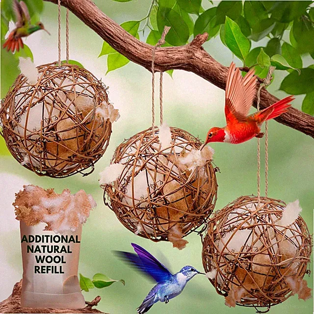 Hummingbird Nesters - Bird Nesting Material Holder for Wild Birds Wrens Finches