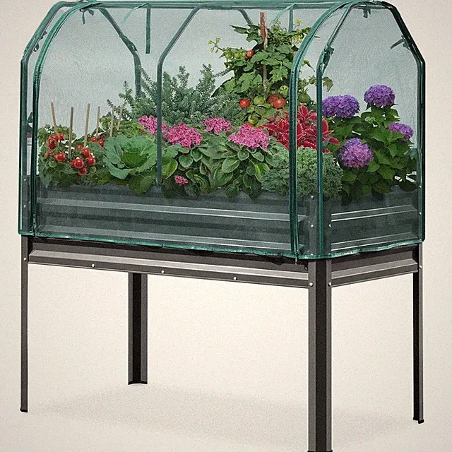 KING BIRD 47"×24"×56" Raised Garden Bed with Plants Protection Cover, Legs Galva