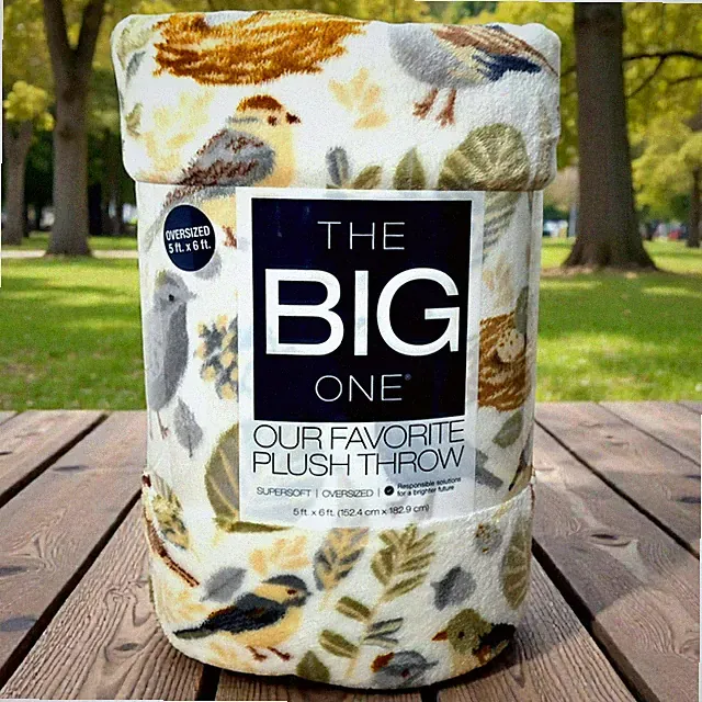 New Birds Nest Plush Throw Blanket Spring Eggs Nature Leaves Outdoors 5' x 6'