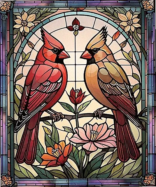 New Cardinals Bird Stained Glass Plush Gift Throw Blanket Cardinal Red Birds NIP