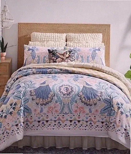 New Studio D Mia Whimsical Bird Floral Full/Queen Comforter & Shams Set 96"X96”