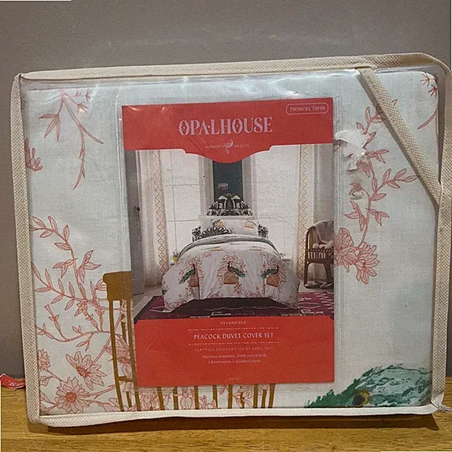 Opalhouse Peacock Duvet Cover Set Twin XL Twin Cotton Reversible Floral Birdcage