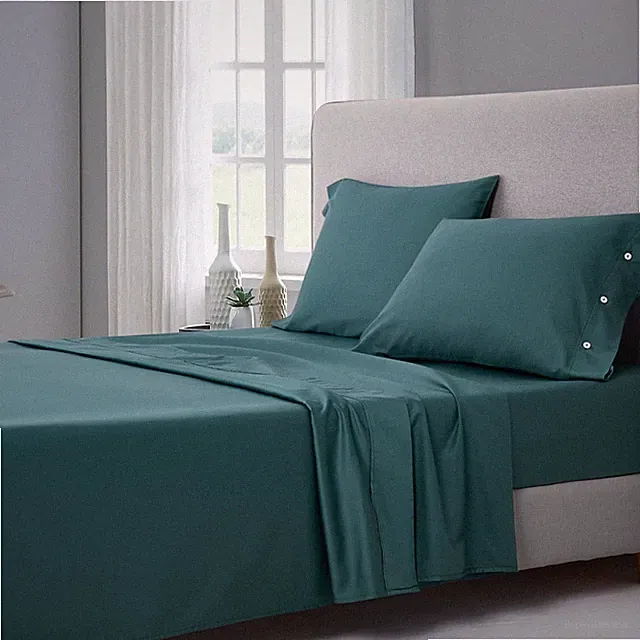 Peacock Blue Queen Bedding Set - 4 Pieces with Fitted & Flat Sheets, Pillowcases