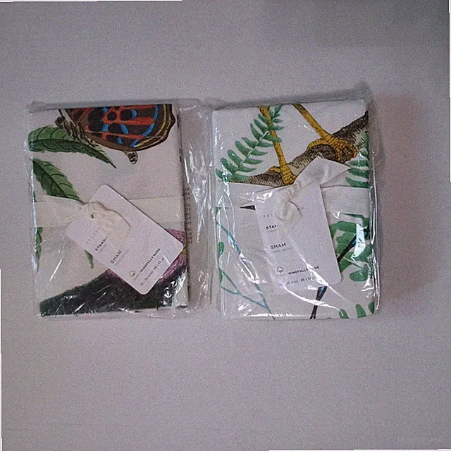 Pottery Barn Fauna Organic Cotton Standard Shams Birds Butterflies S/2 NWT