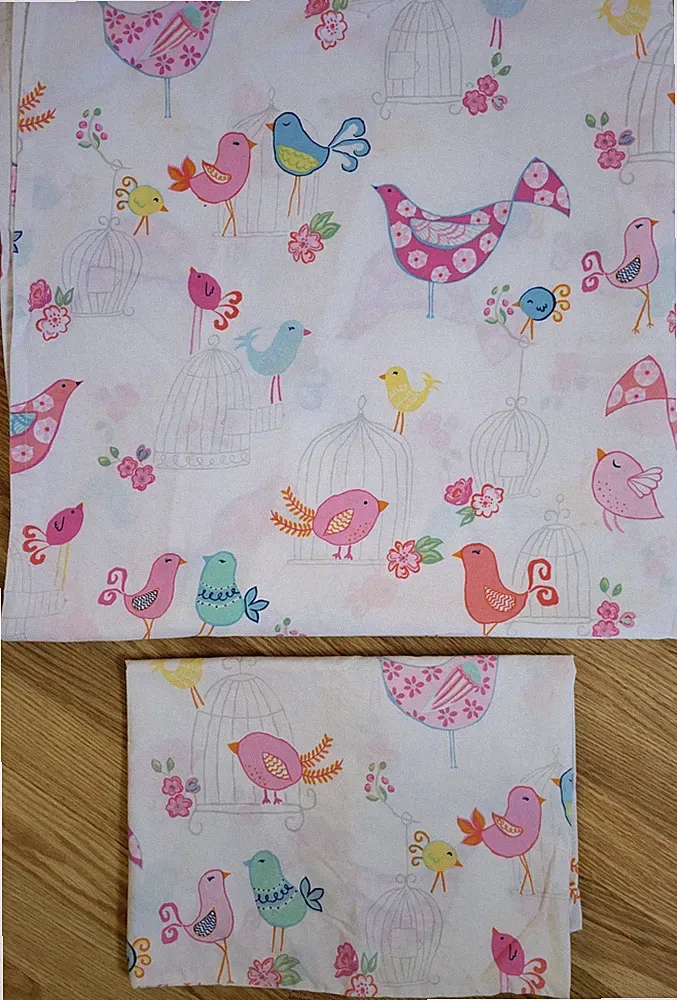 Pottery Barn Kids Bird Cage Full / Double Flat Sheet & Pillowcase Bedding 🐤🐦