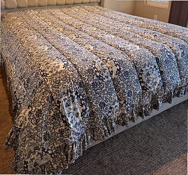 Ralph Lauren Comforter Blur Tamarind Bird Ruffles on 4 Edges COTTON FULL QUEEN