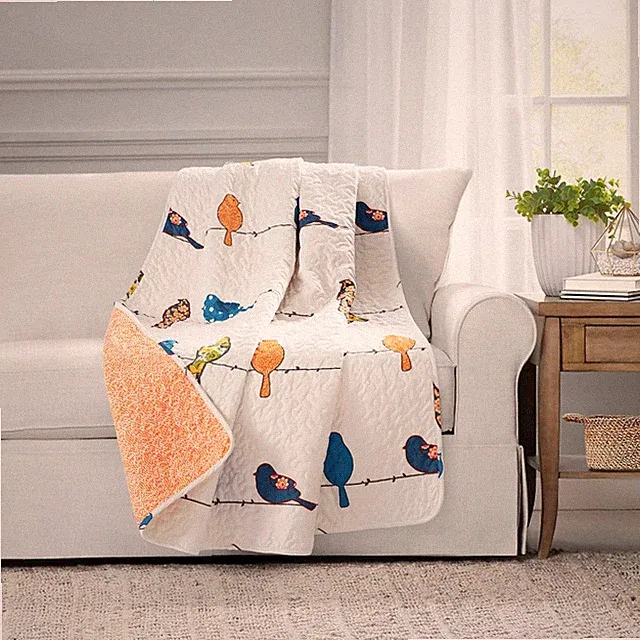 Rowley Birds Reversible Throw Blanket, 50" W x 60" L, Multi