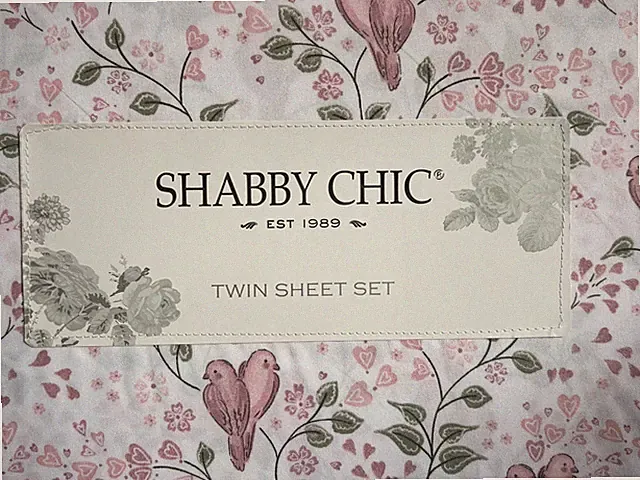 THE FARMHOUSE Rachel Ashwell Shabby Chic Love Birds Hearts TWIN Size Sheet Set