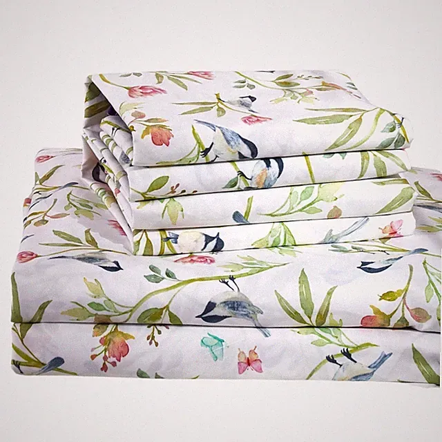 Virah Bella - Floral Bird (Bright) - 4-Piece Sheet Set